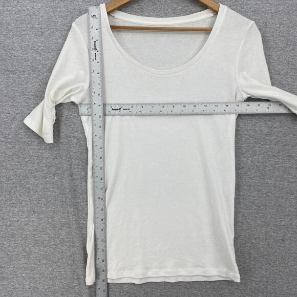 Ann Taylor Blouse Womens Medium White Scoop Neck 3/4 Sleeve Buttons - Picture 7 of 10